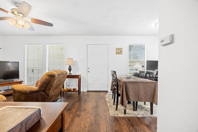 6705 Skynook Dr, Austin, TX 78745 - home office with dark wood-type flooring and ceiling fan