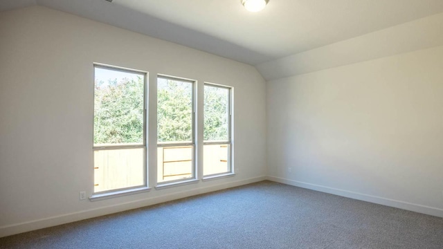 163 Plumbago Loop, Bastrop, TX 78602 - empty room featuring baseboards, lofted ceiling, and carpet flooring