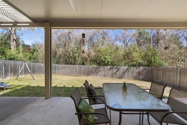 view of patio / terrace with outdoor dining area and a fenced backyard