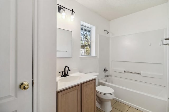 4320 Dos Cabezas Dr, Austin, TX 78749 - bathroom with vanity, toilet, shower / washtub combination, and tile patterned flooring