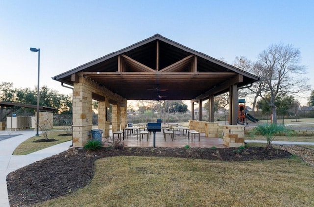 9701 Mcknight Loop, Austin, TX 78717 - view of community featuring a patio, a lawn, and a gazebo