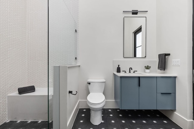 6102 Forest Hills Dr, Austin, TX 78746 - full bathroom featuring vanity, tile patterned flooring, and a shower