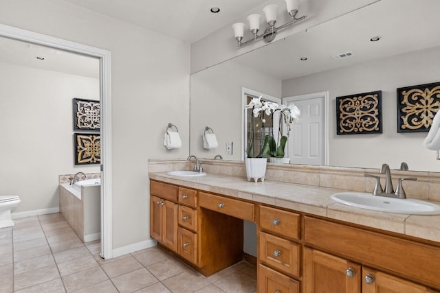 6702 Elfland Dr, Austin, TX 78746 - full bath featuring tile patterned flooring, double vanity, and a bath