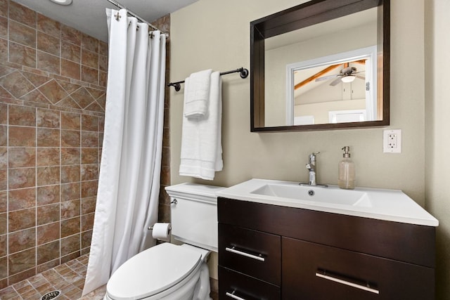 6702 Elfland Dr, Austin, TX 78746 - full bath with vanity, a tile shower, and ceiling fan