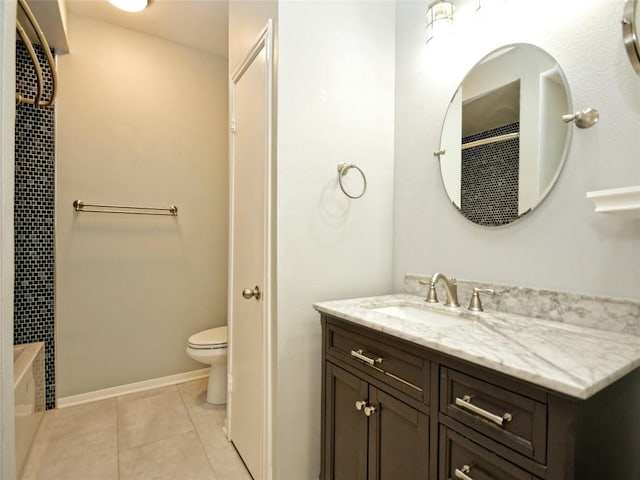 2209 Hancock Dr Unit 4, Austin, TX 78756 - full bathroom with vanity, toilet, tile patterned flooring, a heating unit, and baseboards