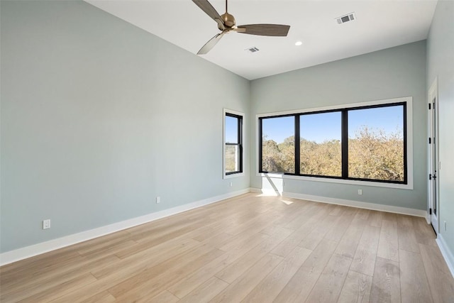 3113 Stableford Cv, Spicewood, TX 78669 - empty room with ceiling fan, light wood-style flooring, and recessed lighting