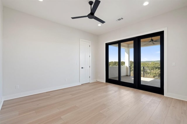 3113 Stableford Cv, Spicewood, TX 78669 - spare room featuring ceiling fan, light wood-style floors, and recessed lighting