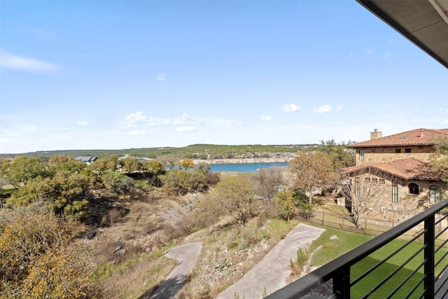 property view of water with fence