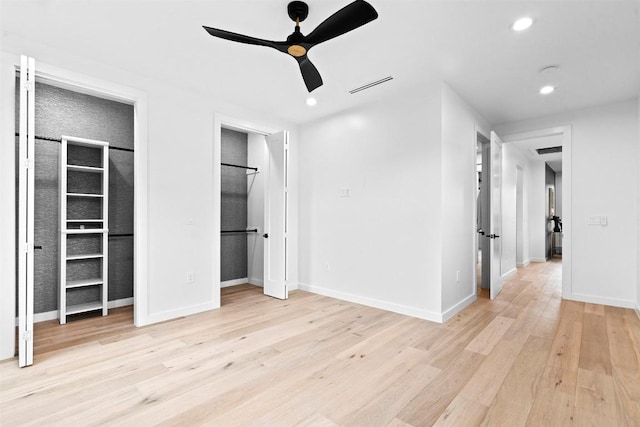 705 E 50th St, Austin, TX 78751 - unfurnished bedroom featuring light wood-style floors, recessed lighting, and a ceiling fan