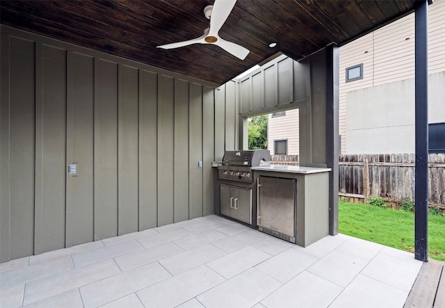 705 E 50th St, Austin, TX 78751 - view of patio featuring exterior kitchen and a ceiling fan