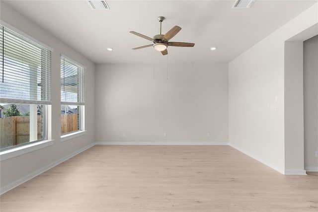 2705 Sage Ranch Dr Unit 26, Leander, TX 78641 - unfurnished room with light wood-type flooring, ceiling fan, recessed lighting, and baseboards