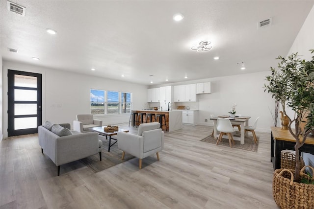195 Bianca Cir, Del Valle, TX 78617 - living room with light wood-style floors and recessed lighting