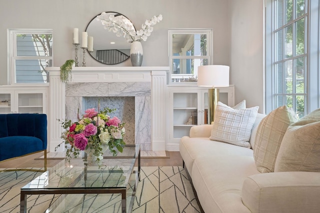 2110 Travis Heights Blvd, Austin, TX 78704 - living area with wood finished floors and a fireplace