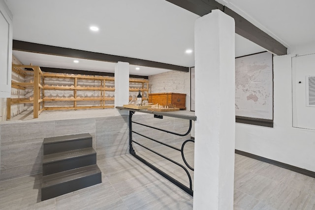 2110 Travis Heights Blvd, Austin, TX 78704 - bar area with beam ceiling and recessed lighting