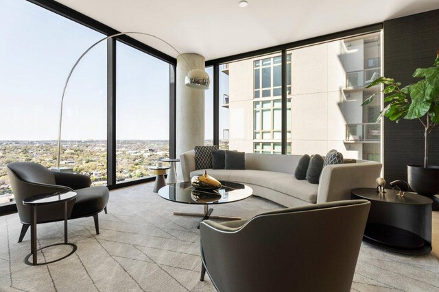 44 E Ave Unit 2601, Austin, TX 78701 - living area with expansive windows