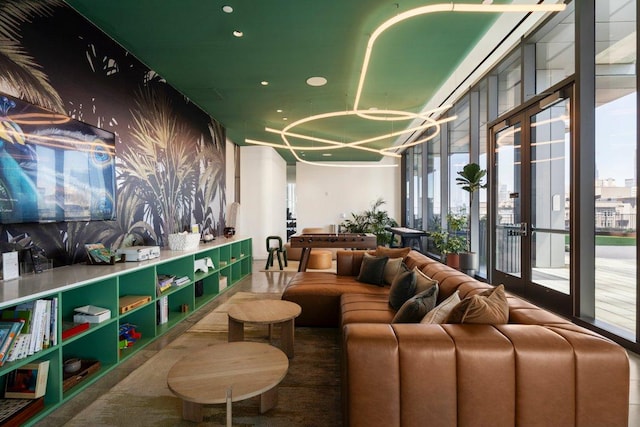 44 E Ave Unit 2601, Austin, TX 78701 - building lobby with expansive windows and recessed lighting