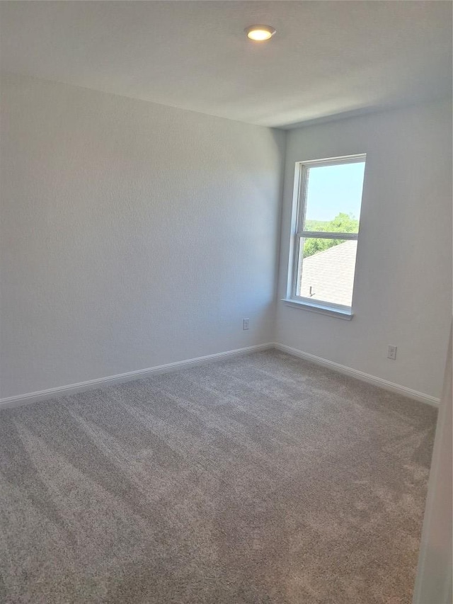 spare room featuring carpet and baseboards