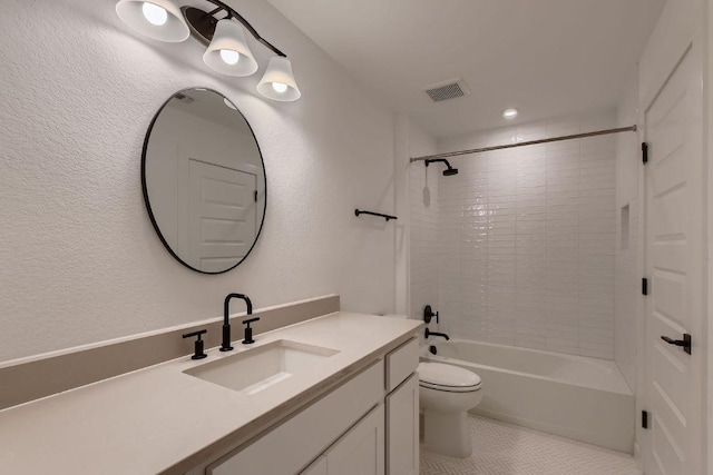 10928 Seawall Dr, Austin, TX 78737 - bathroom with vanity, tile patterned flooring,  shower combination, and a textured wall