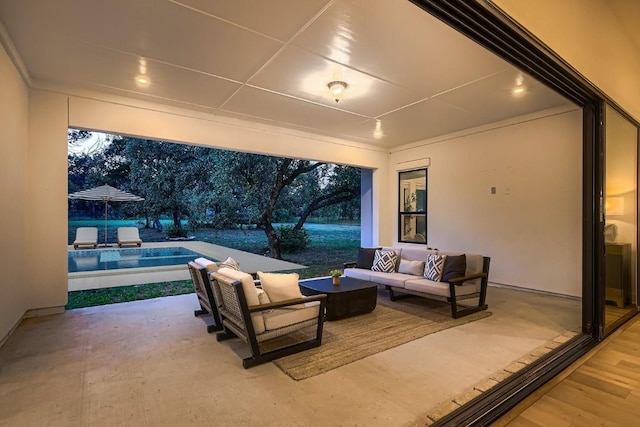 10928 Seawall Dr, Austin, TX 78737 - view of patio / terrace with an outdoor hangout area and an outdoor pool