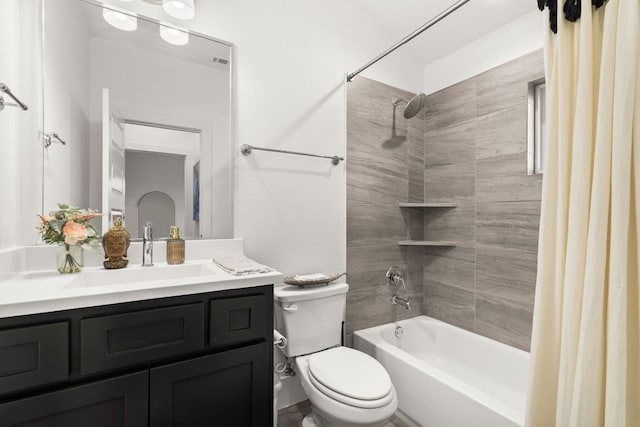 702 Serene Estates Dr, Austin, TX 78738 - full bath with shower / bath combo with shower curtain, vanity, and toilet