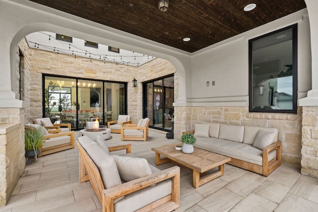 702 Serene Estates Dr, Austin, TX 78738 - view of patio / terrace with an outdoor living space with a fire pit