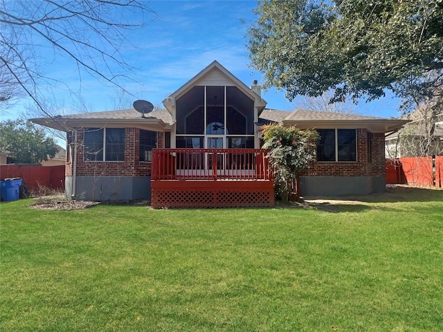 2804 Butler National Dr, Pflugerville, TX 78660 - rear view of property with brick siding and a wooden deck