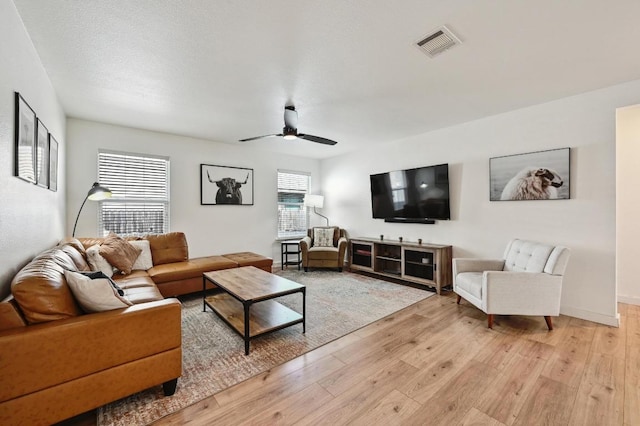 7004 Ashen Ln, Austin, TX 78747 - living area featuring light wood-style flooring and ceiling fan