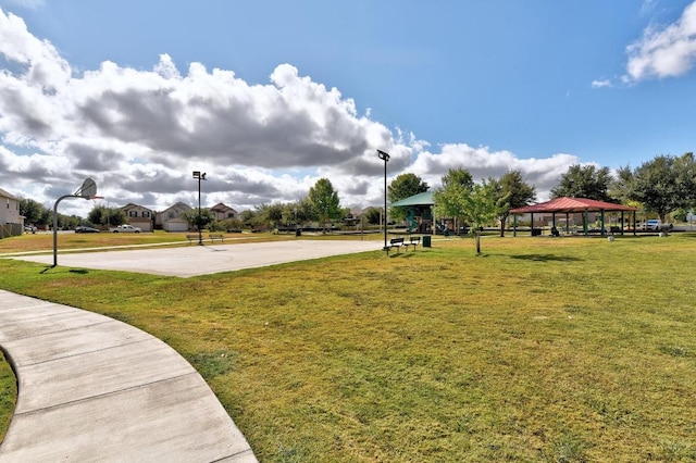 7004 Ashen Ln, Austin, TX 78747 - view of property's community with a gazebo, a lawn, and community basketball court