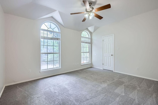 2708 Winding Brook Dr, Austin, TX 78748 - unfurnished room with lofted ceiling, carpet, a ceiling fan, and baseboards