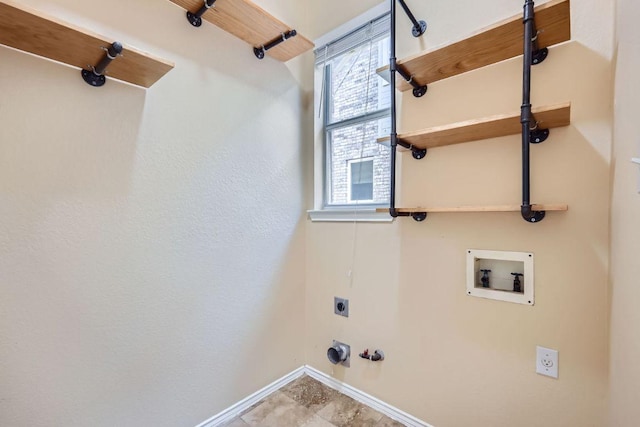 2708 Winding Brook Dr, Austin, TX 78748 - laundry room featuring hookup for a washing machine, hookup for an electric dryer, baseboards, and hookup for a gas dryer