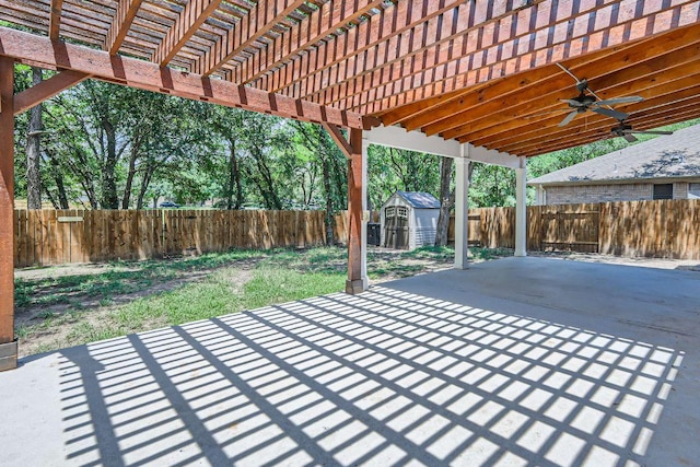 2708 Winding Brook Dr, Austin, TX 78748 - fenced backyard with a patio, ceiling fan, and a pergola