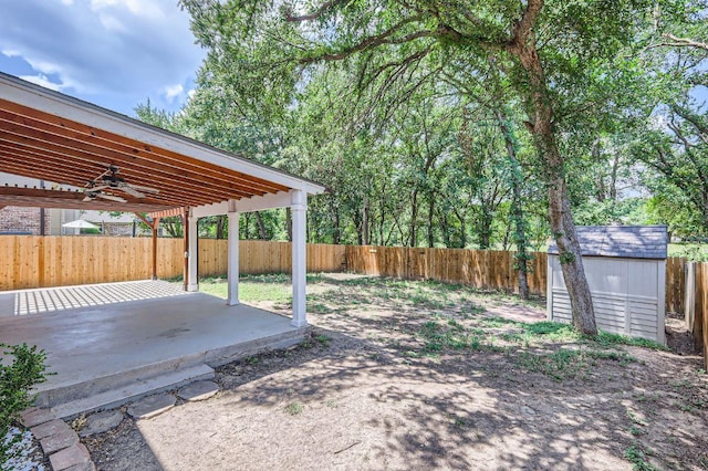 2708 Winding Brook Dr, Austin, TX 78748 - fenced backyard featuring a patio area and a ceiling fan