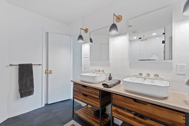 9706 Woodshire Dr, Austin, TX 78748 - full bathroom with double vanity and a tile shower