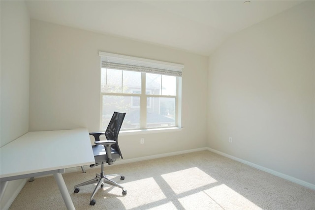 516 E Slaughter Ln Unit 2003, Austin, TX 78744 - carpeted home office featuring baseboards and lofted ceiling