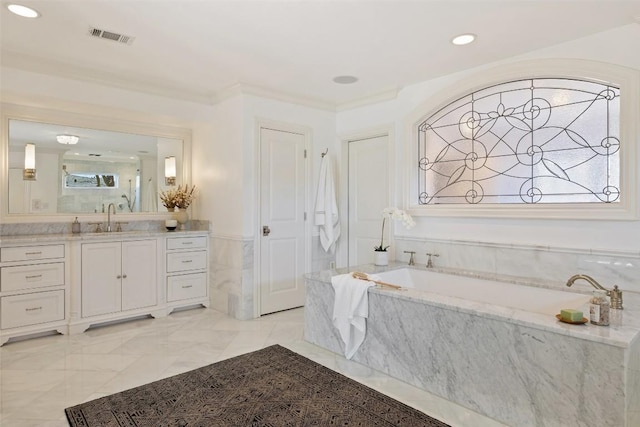 1810 W 35th St, Austin, TX 78703 - full bathroom featuring vanity, a bath, and wainscoting