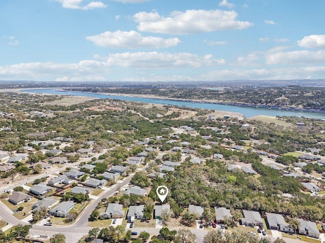 21711 Crystal Way, Lago Vista, TX 78645 - aerial view of residential area with a nearby body of water