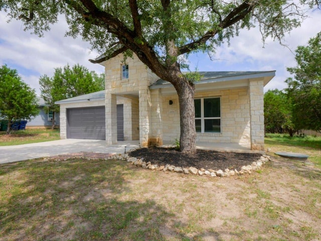 21711 Crystal Way, Lago Vista, TX 78645 - view of front facade featuring driveway and stone siding