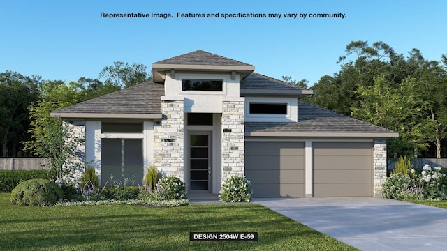 1216 Scenic Green Loop, Georgetown, TX 78628 - view of front of house with stone siding, stucco siding, roof with shingles, and concrete driveway