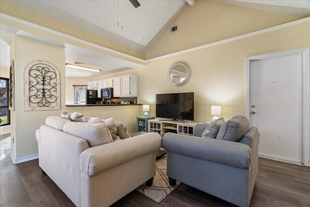 14300 Anita Marie Ln, Austin, TX 78728 - living room featuring dark wood-style floors and a ceiling fan