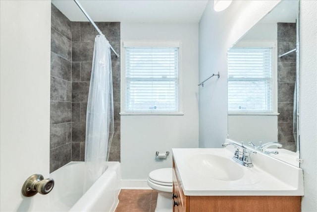 203 Ben Howell Dr, Austin, TX 78704 - full bath featuring vanity, shower / bath combo with shower curtain, and tile patterned floors
