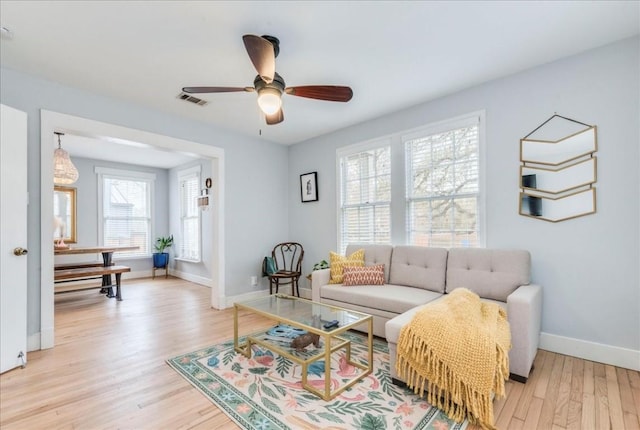 203 Ben Howell Dr, Austin, TX 78704 - living area featuring light wood-type flooring and ceiling fan