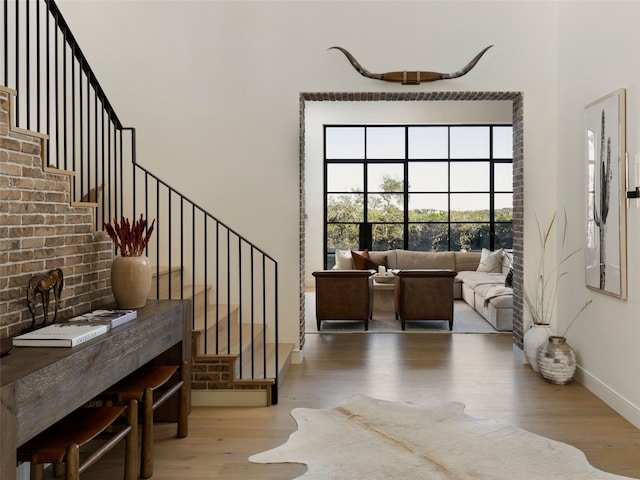 4401 Amarra Dr Unit 14, Austin, TX 78735 - foyer with wood finished floors, stairway, and baseboards