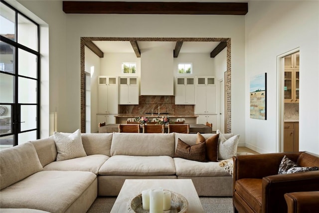 4401 Amarra Dr Unit 14, Austin, TX 78735 - living room with beamed ceiling and baseboards