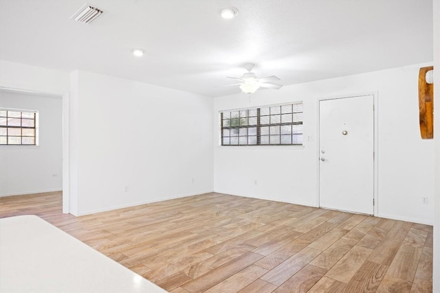 2301 Lawnmont Ave Apt 1, Austin, TX 78756 - unfurnished room with light wood-type flooring, plenty of natural light, ceiling fan, and recessed lighting