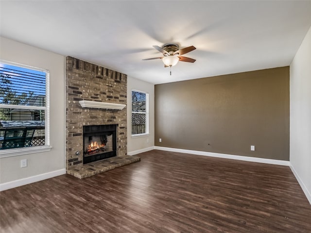 716 Shiny Rock Dr, Austin, TX 78748 - unfurnished living room featuring a ceiling fan, wood finished floors, healthy amount of natural light, and baseboards