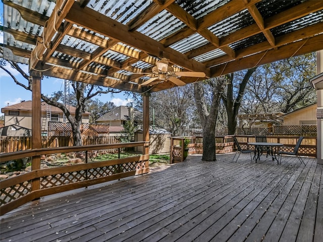 716 Shiny Rock Dr, Austin, TX 78748 - deck featuring outdoor dining space, a fenced backyard, a pergola, and a residential view