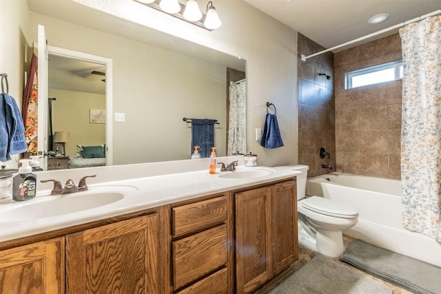 6806 Ambrose Cir, Temple, TX 76502 - full bathroom featuring double vanity, shower / tub combo, toilet, and a sink