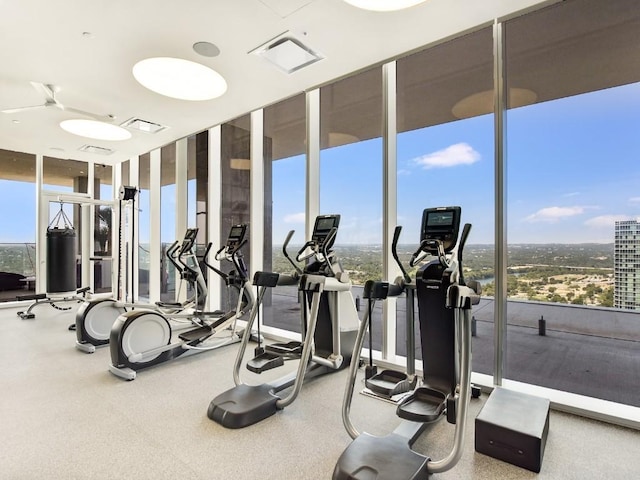 301 W Ave Unit 1301, Austin, TX 78701 - workout area with expansive windows and plenty of natural light