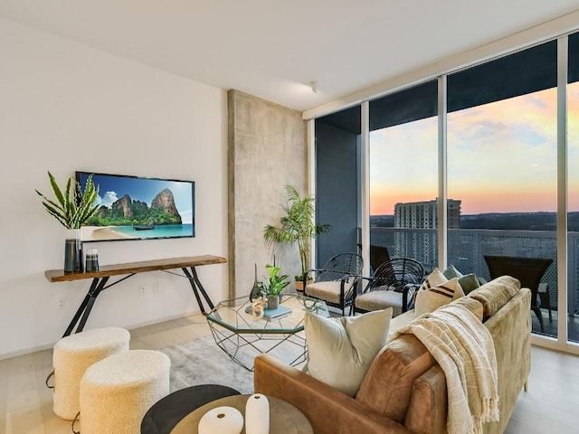301 W Ave Unit 1301, Austin, TX 78701 - living area featuring floor to ceiling windows and wood finished floors