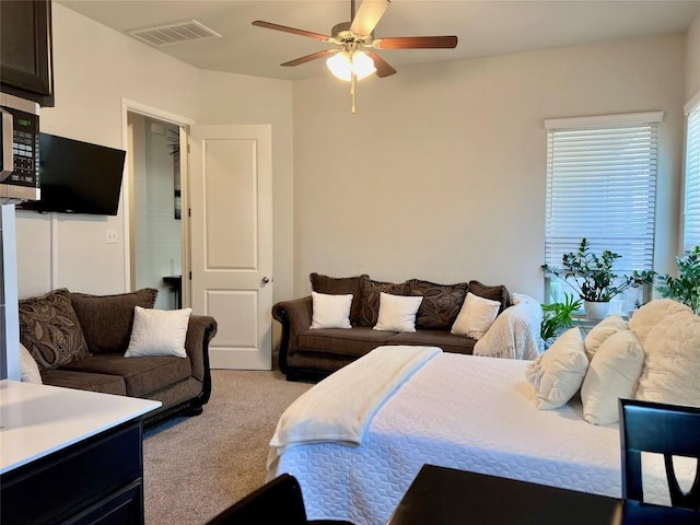 519 Tanda Ln, Hutto, TX 78634 - bedroom with light colored carpet and ceiling fan